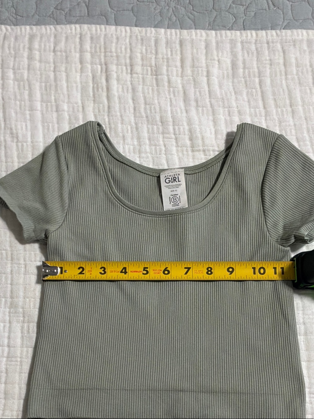 Athleta Sage Green Ribbed Scoop-Neck Crop Top